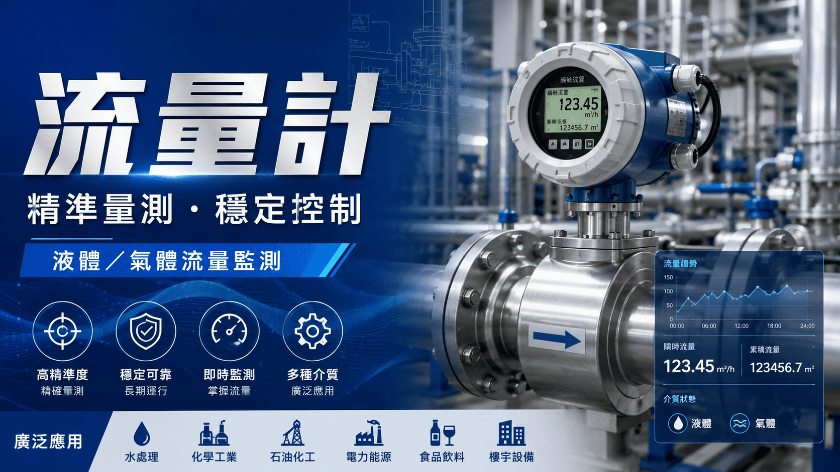 流量計是工廠自動化、製程設備、水處理、化工、半導體與能源產業常見的重要設備