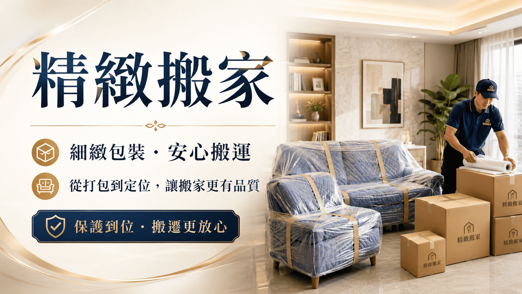 精緻型服務則會依方案加入物品分類、裝箱、易碎品包裝、家具拆裝、抵達新家後定位，甚至提供拆箱與收納上架。