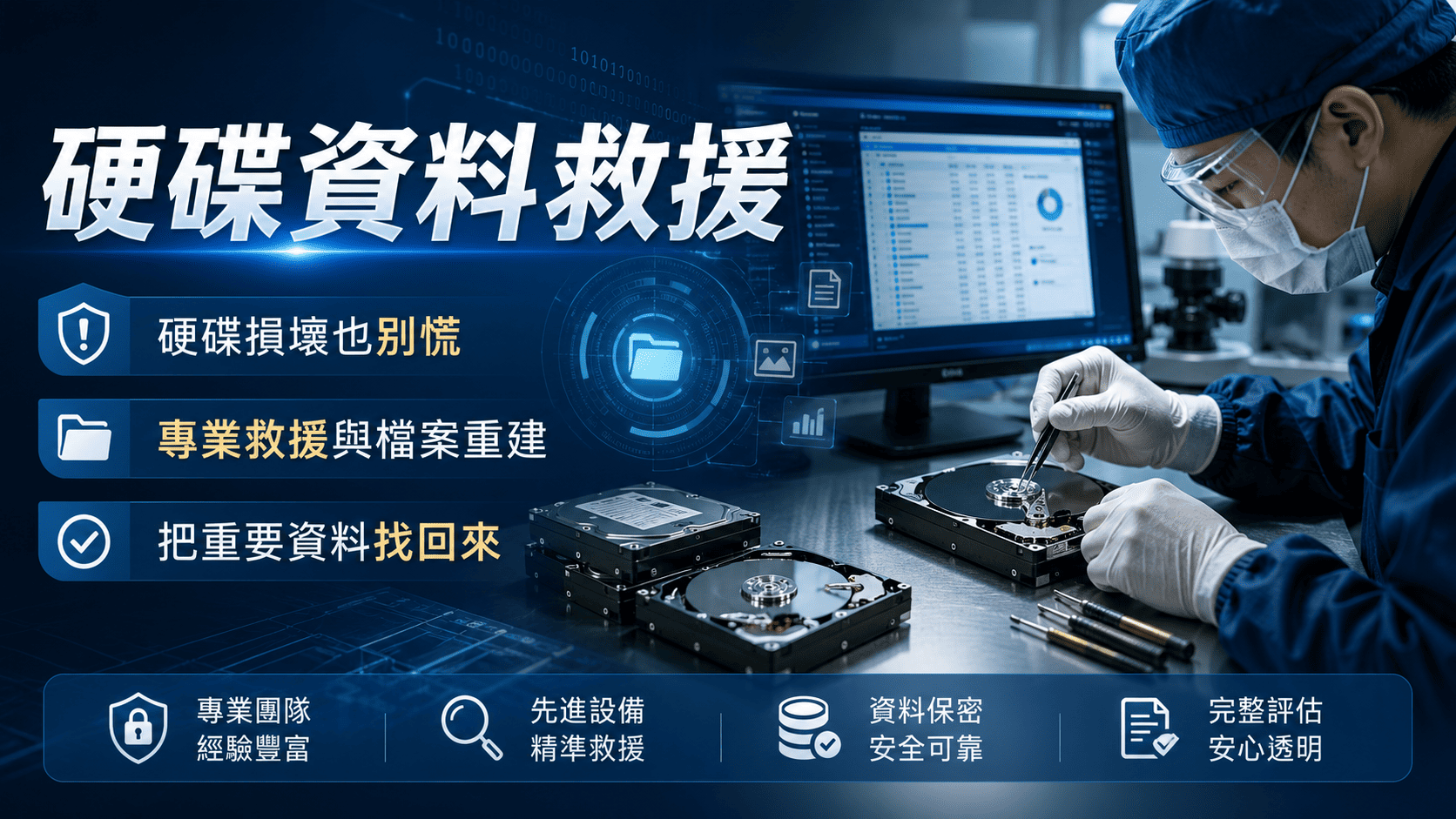 因此，當重要硬碟資料無法讀取需要救援時，建議先停止持續使用設備，再由專業資料救援公司評估故障原因。