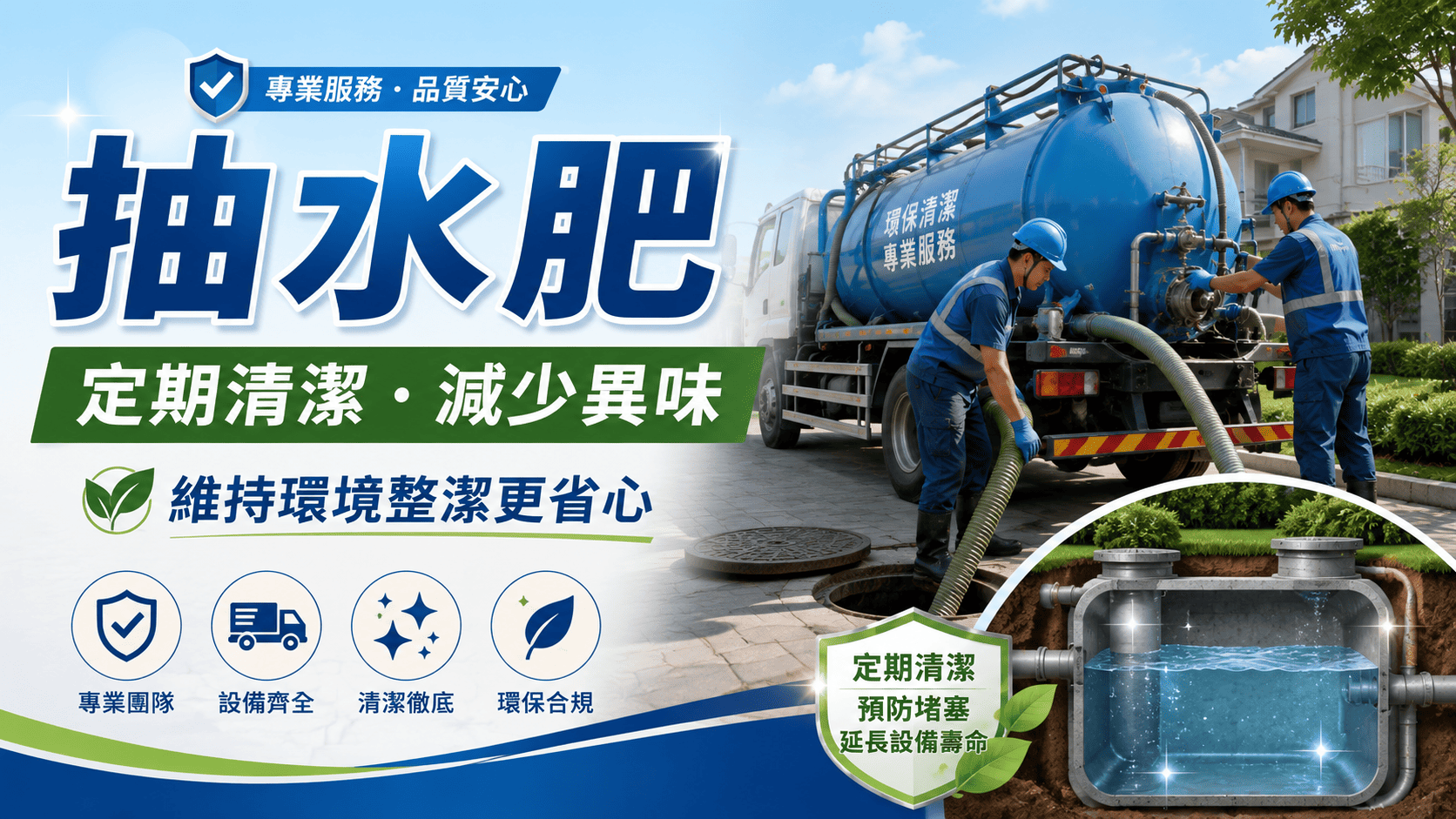 很多人遇到馬桶不通、排水孔冒泡或異味變重時，第一時間會搞不清楚到底要抽水肥還是通水管。