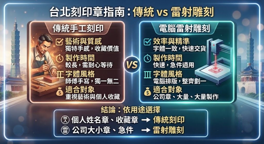台北刻印章怎麼選?傳統刻印 vs 雷射雕刻印章差異比較