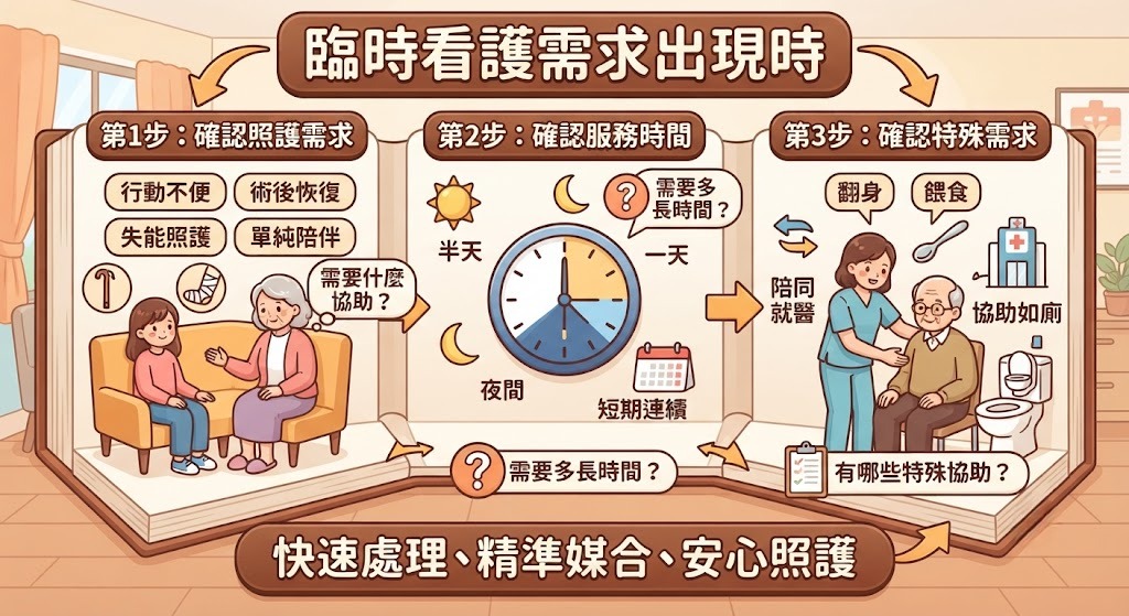 臨時看護需求突然出現怎麼辦？完整整理安排流程、注意事項與選擇方法