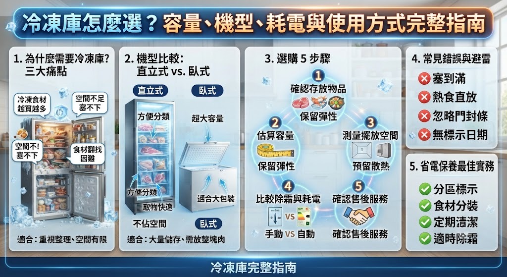 冷凍庫怎麼選?容量、機型、耗電與使用方式完整指南
