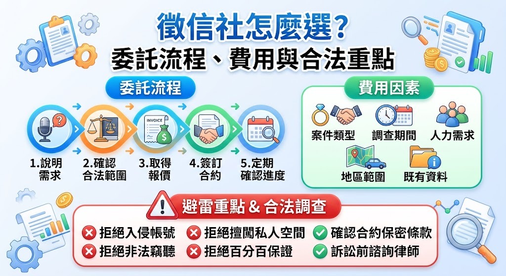 徵信社怎麼選？委託流程、費用因素與合法調查重點一次看