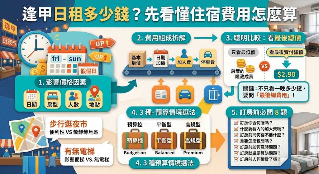 逢甲日租多少錢？住宿費用、房型差異、預算選擇與訂房避雷一次看