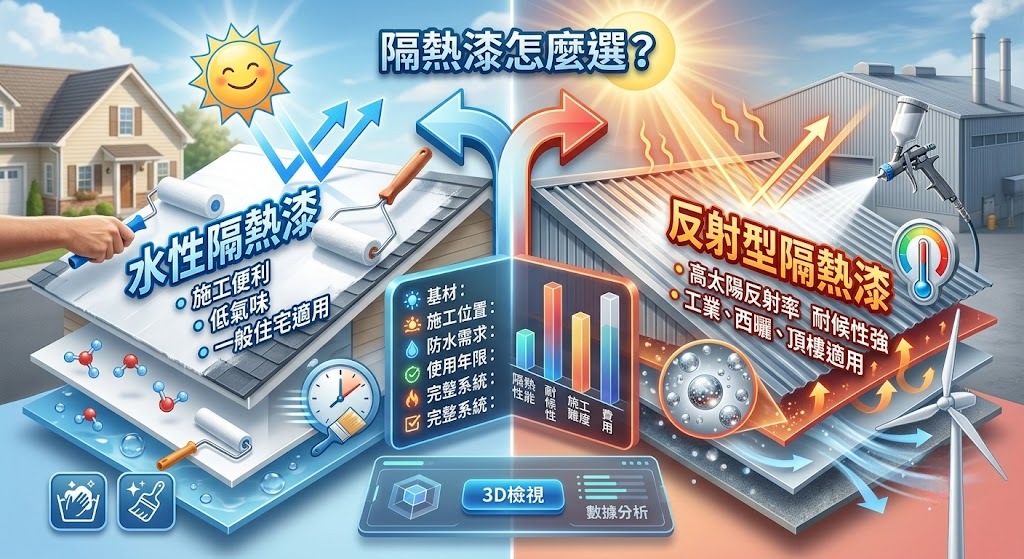 隔熱漆怎麼選？水性隔熱漆 vs 反射型隔熱漆差異、費用與施工重點一次看