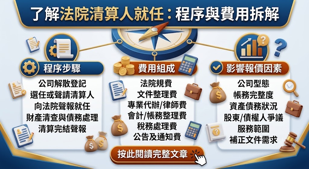 法院清算人就任費用怎麼算？聲報流程、費用組成與報價重點一次看