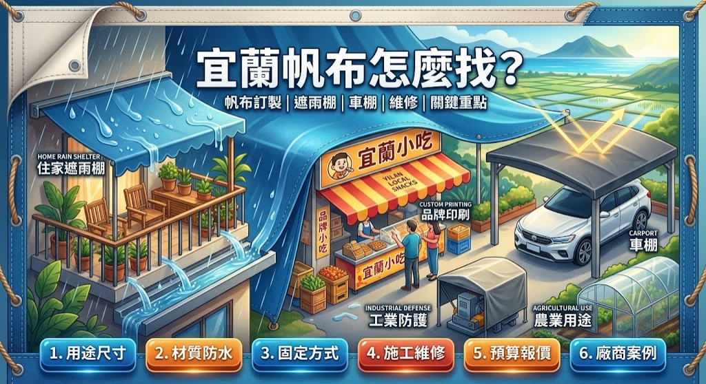 宜蘭帆布怎麼找?帆布訂製、遮雨棚、車棚與維修選擇重點