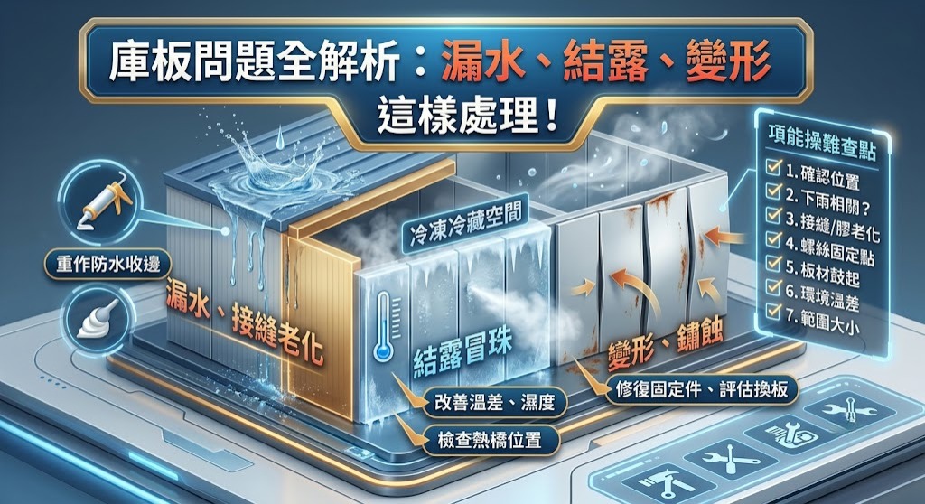 庫板漏水、結露、變形怎麼辦？常見原因、排查流程與修復重點一次看