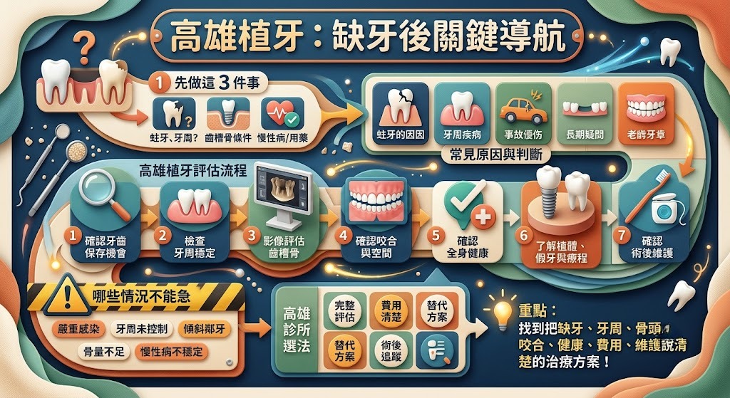 高雄植牙怎麼選?缺牙原因、評估流程、費用重點與常見問題一次看