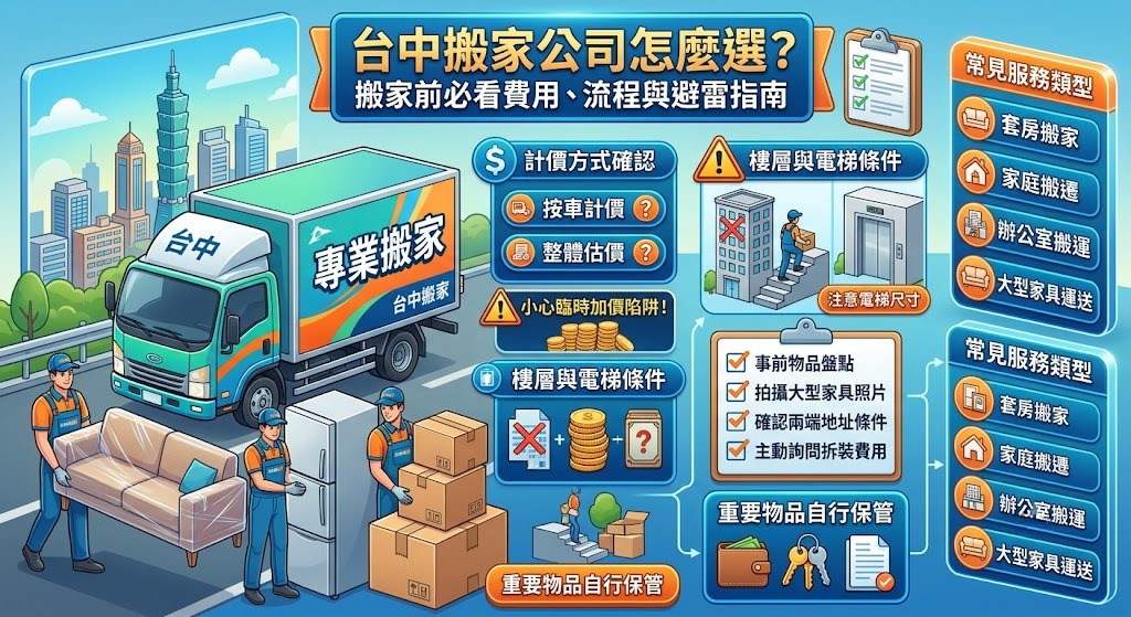 台中搬家公司怎麼選?搬家前必看費用、流程與避雷指南