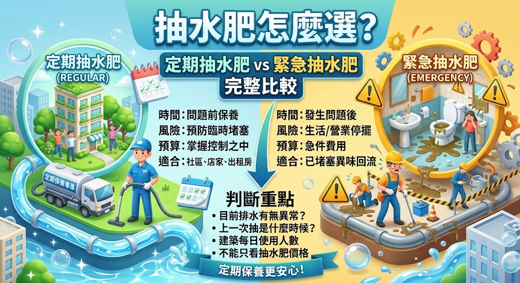抽水肥怎麼選？定期抽水肥 vs 緊急抽水肥完整比較