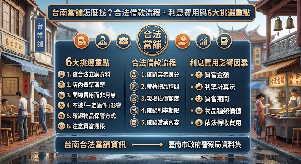 台南當舖怎麼找？合法借款流程、利息費用與6大挑選重點一次看