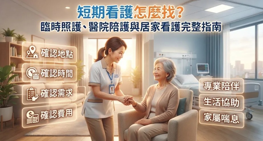 短期看護怎麼找？臨時照護、醫院陪護與居家看護完整指南