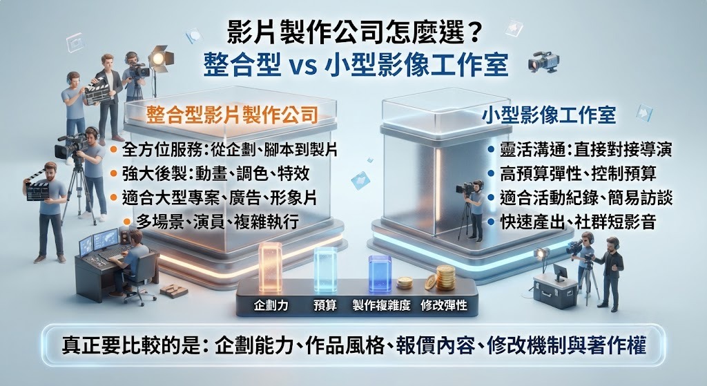 影片製作公司怎麼選？整合型製作公司 vs 小型影像工作室完整比較