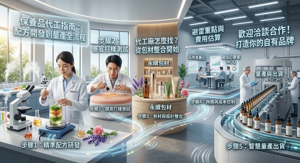 保養品代工怎麼找?從配方開發、打樣、包材到量產的完整指南