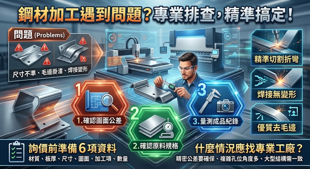 鋼材加工出問題怎麼辦？尺寸誤差、切割毛邊、折彎與焊接變形排查指南