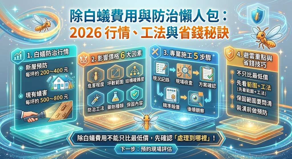 除白蟻費用怎麼算？2026 白蟻防治價格、計價方式與省錢避雷指南