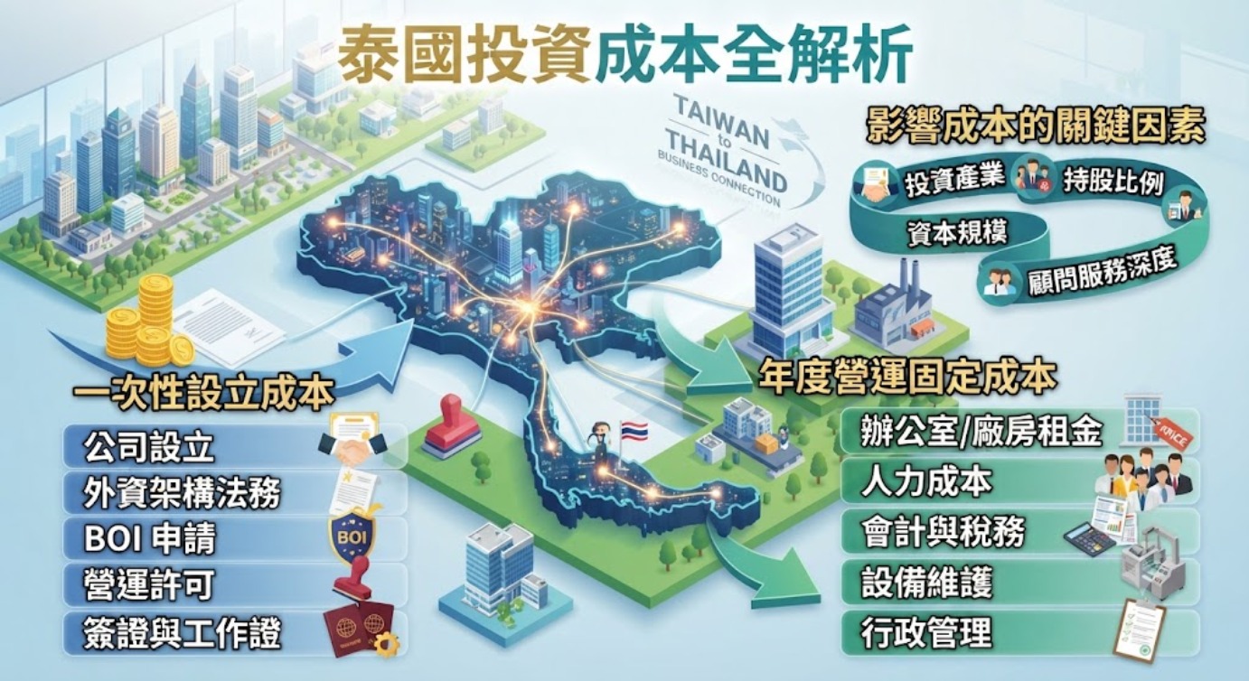 泰國投資費用怎麼算？公司設立、BOI、外資持股與營運成本一次看懂