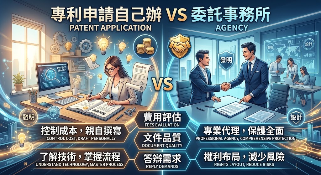 專利申請自己辦 vs 委託專利事務所：費用、流程與適合對象完整比較