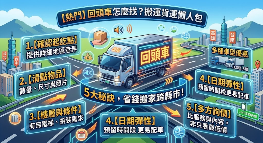 回頭車怎麼找?費用、預約流程與搬運避雷完整指南