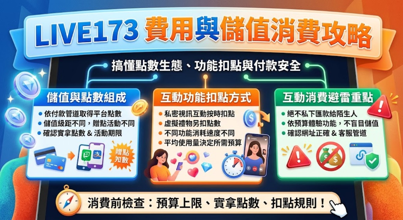 LIVE173 費用怎麼算?儲值、點數、互動消費與付款注意事項一次看