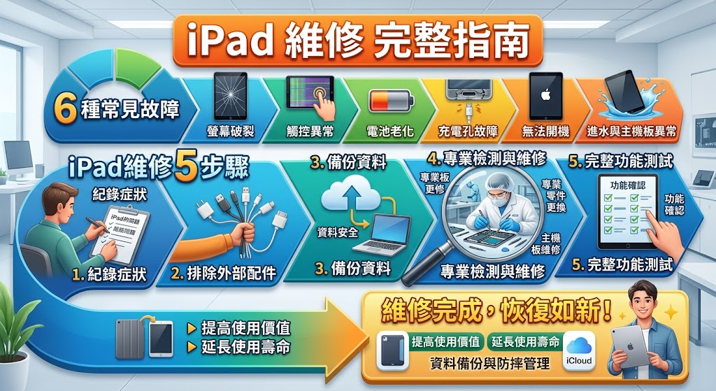 iPad維修怎麼選?螢幕、電池、充電與故障完整指南