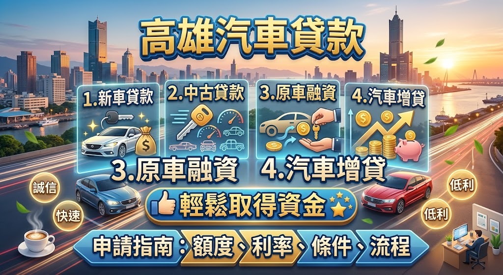 高雄汽車貸款怎麼辦?申請條件、利率、額度與流程一次看懂