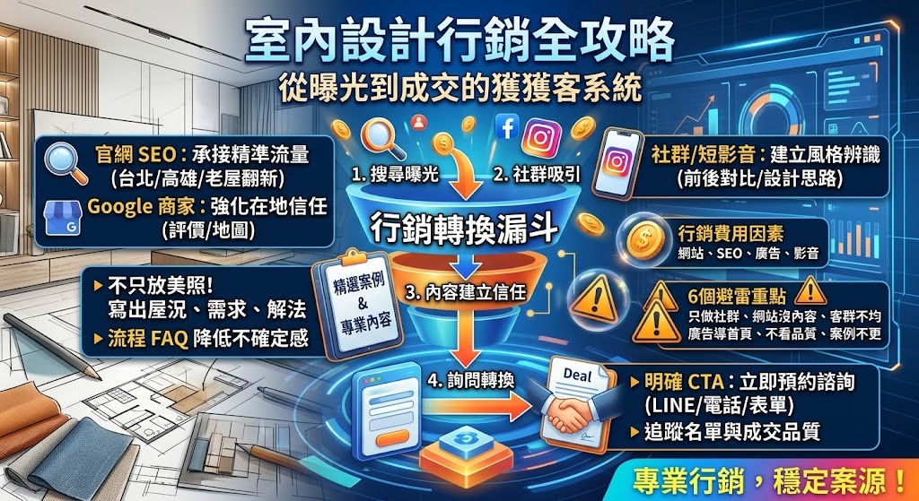 室內設計行銷怎麼做？從品牌曝光、SEO到詢問轉換一次看懂
