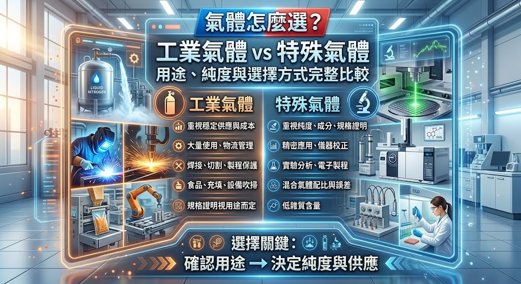 氣體怎麼選？工業氣體 vs 特殊氣體用途、純度與選擇方式完整比較