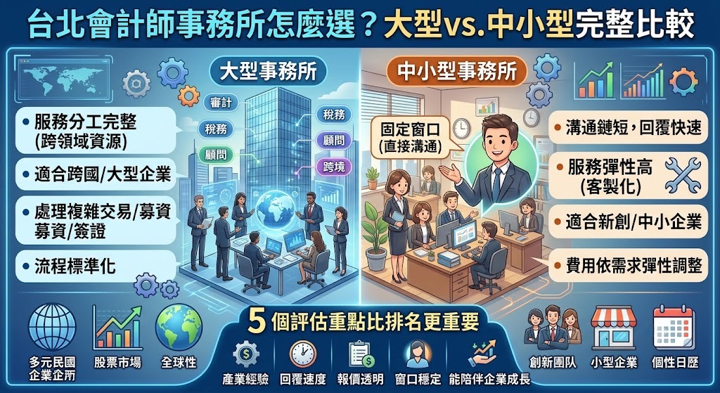 台北會計師事務所怎麼選？大型事務所 vs 中小型事務所完整比較