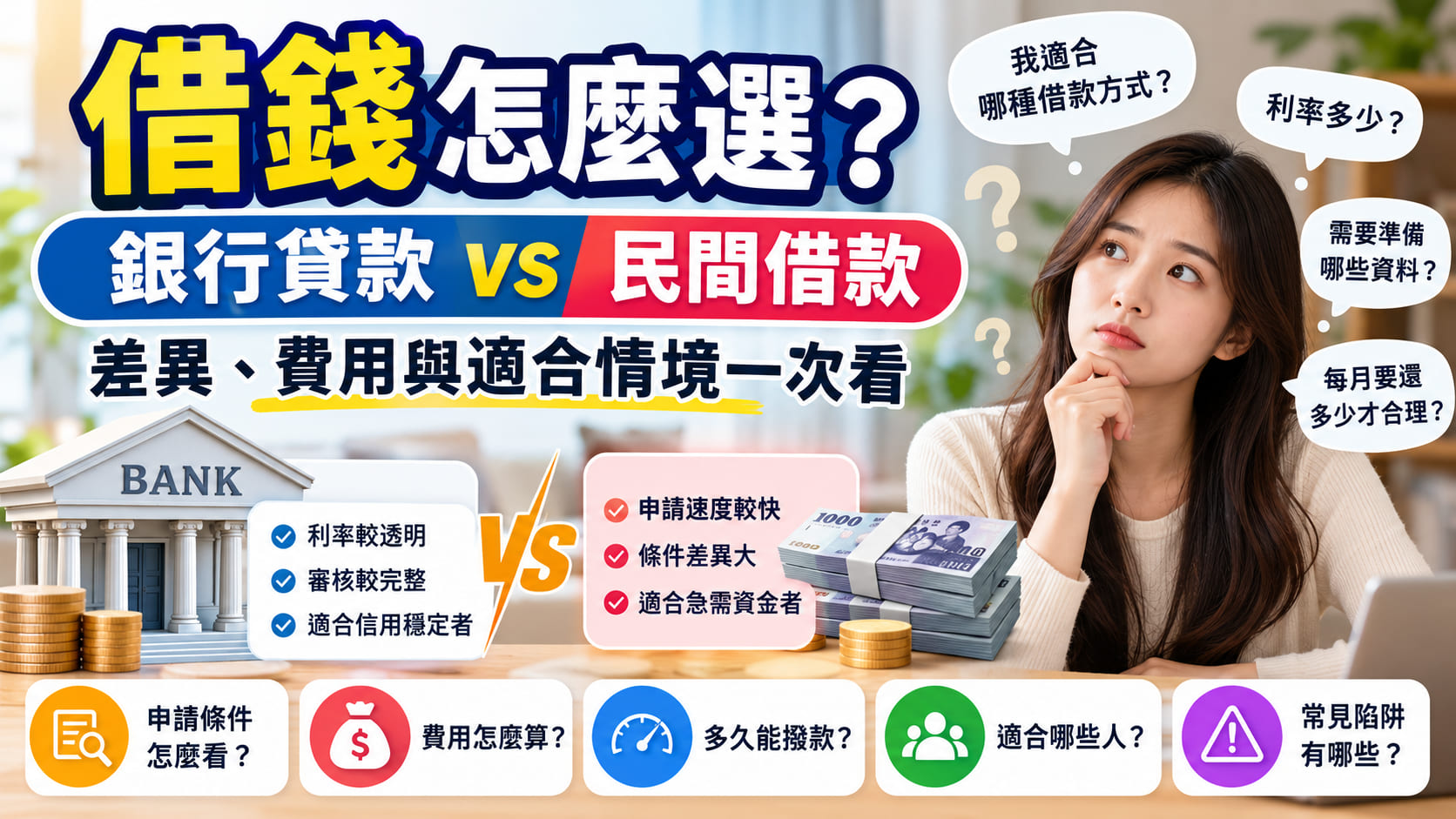借錢怎麼選？銀行貸款 vs 民間借款差異、費用與適合情境一次看